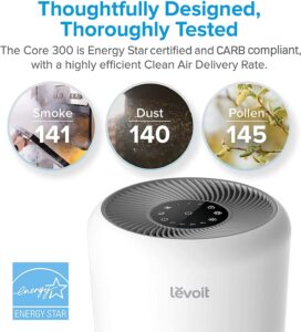 LEVOIT Air Purifier for Home Allergies Pets Hair Smokers in Bedroom, White & Core 300 Air Purifier Replacement Filter, 3-in-1 Pre-Filter 5