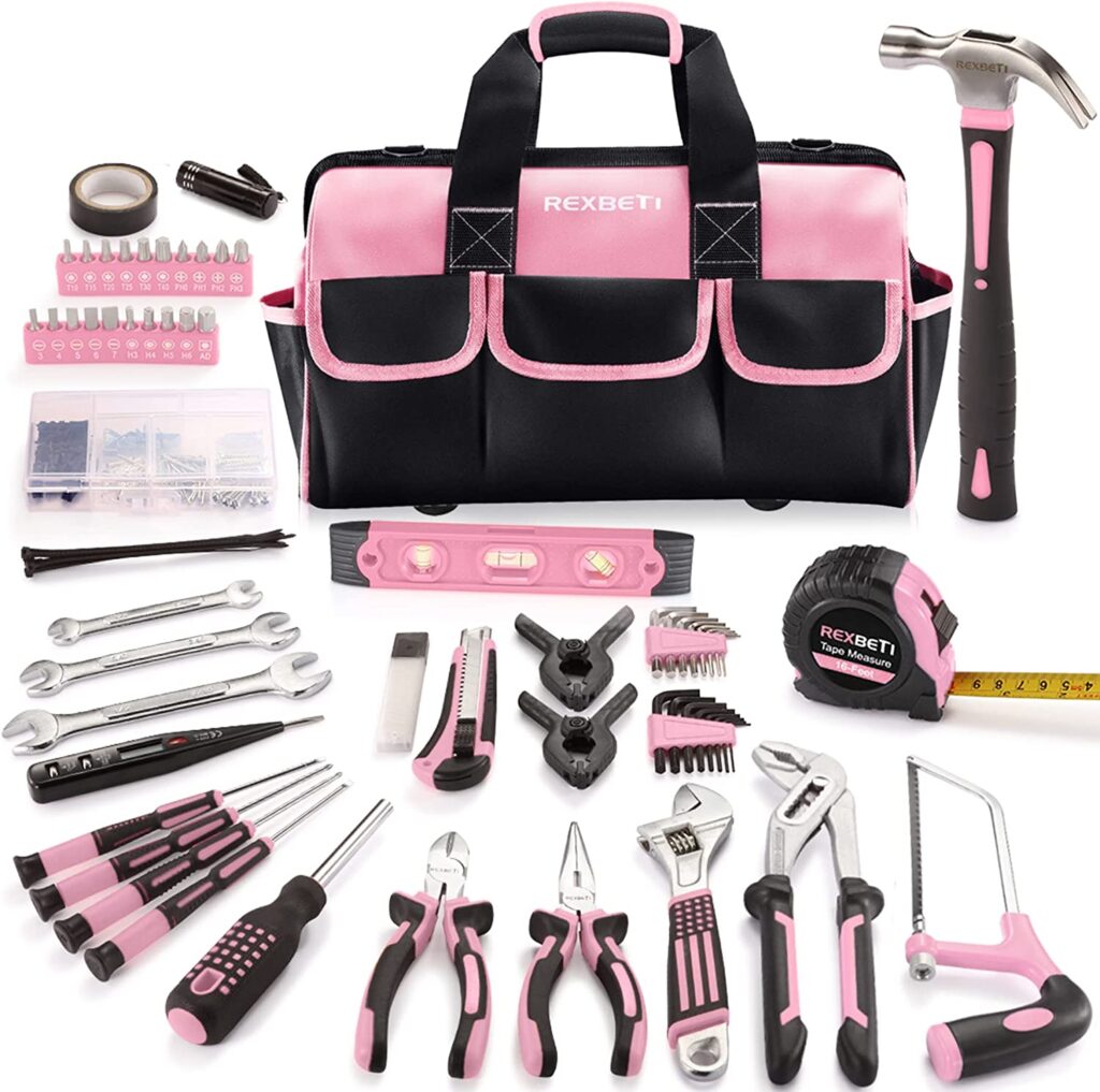 REXBETI 219-Piece Pink Tool Set, Ladies Hand Tool Set