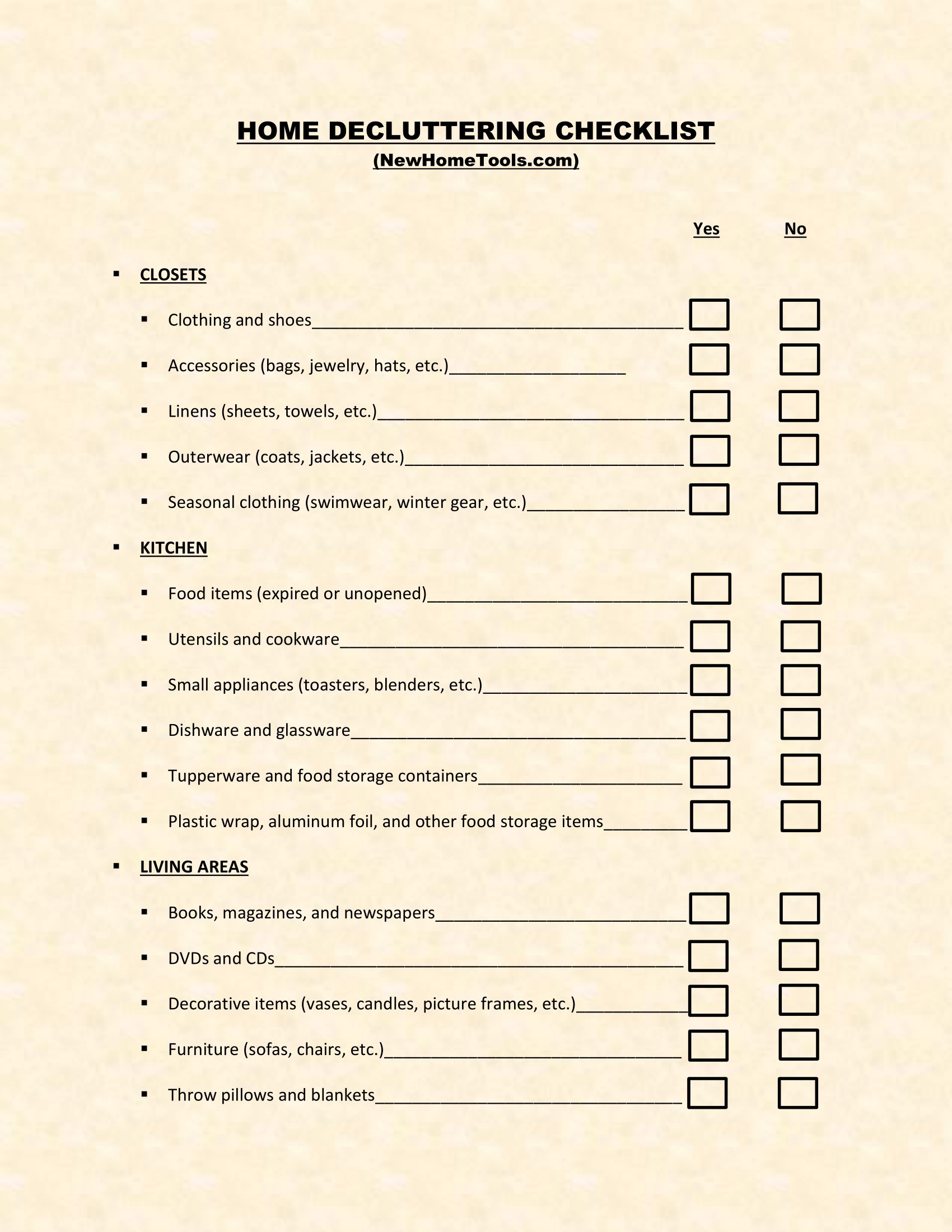 Home Decluttering Checklist PDF